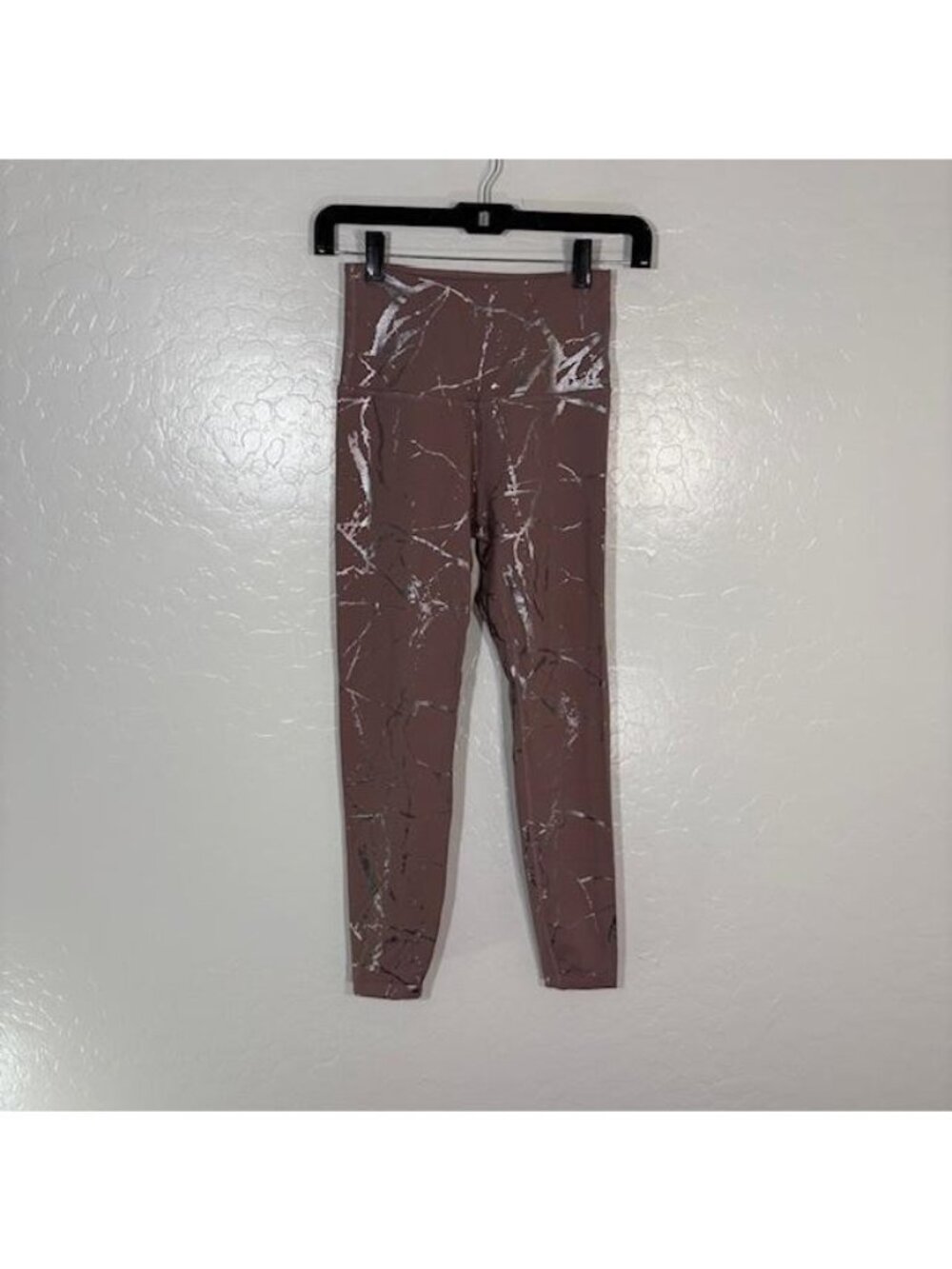 Beyond Yoga Leggings Womens XS Pink Foil Marble High Rise Athletic Pants US